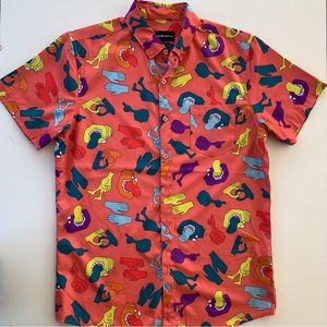 Molokai Surf Co. Button Up Men’s Shirt Short Sleeve Bright Colorful Print